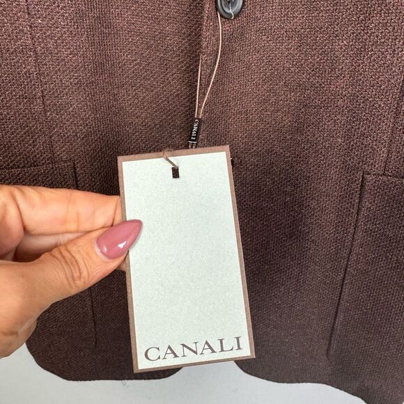 CANALI | NEW Dark Brown Double Button Knit Sport Coat Blazer Men’s Size 44R - Picture 6 of 11